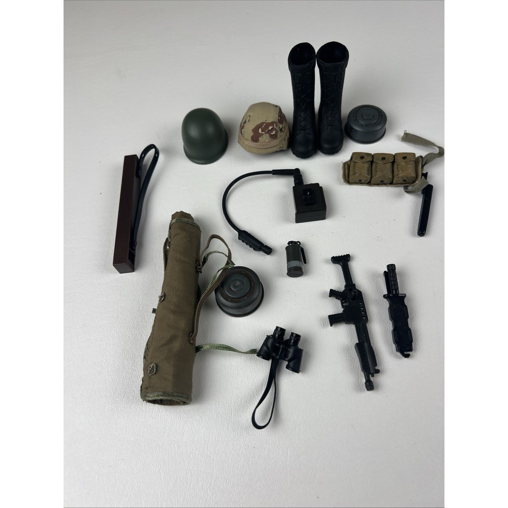 Vintage GI Joe 12 Inch Action Figure Accessory Lot Military Gear Helmets Boots